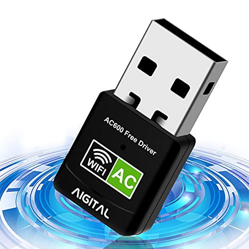 Aigital WiFi Adaptateur Clé WiFi Double Bande 600Mbps (2.4G/150Mbps + 5G/433Mbps),Mini USB WiFi dongle,pour Ordinateur de Bureau PC Compatible avec Windows 10/8/7/Vista/XP (Aucun Disque CD requis)