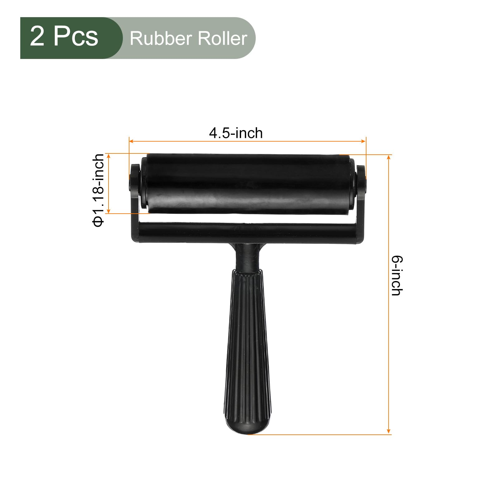 YOKIVE 2 Pcs Rubber Roller Brayer, Printmaking Ink Print Spreading Brush Tool, Great for Art Printing Craft Stamping (Black 4.5-Inch) - Image 2