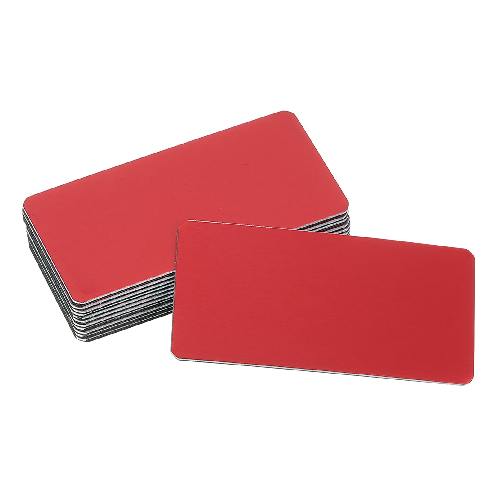 sourcing map 12 Pcs Blank Name Plates, 2.4 x 1.2" Engraved Metal Name Plate Laser Strong Adhesive Nameplate Anodized Aluminium Custom Blank Plates for Signs DIY Crafts, Red