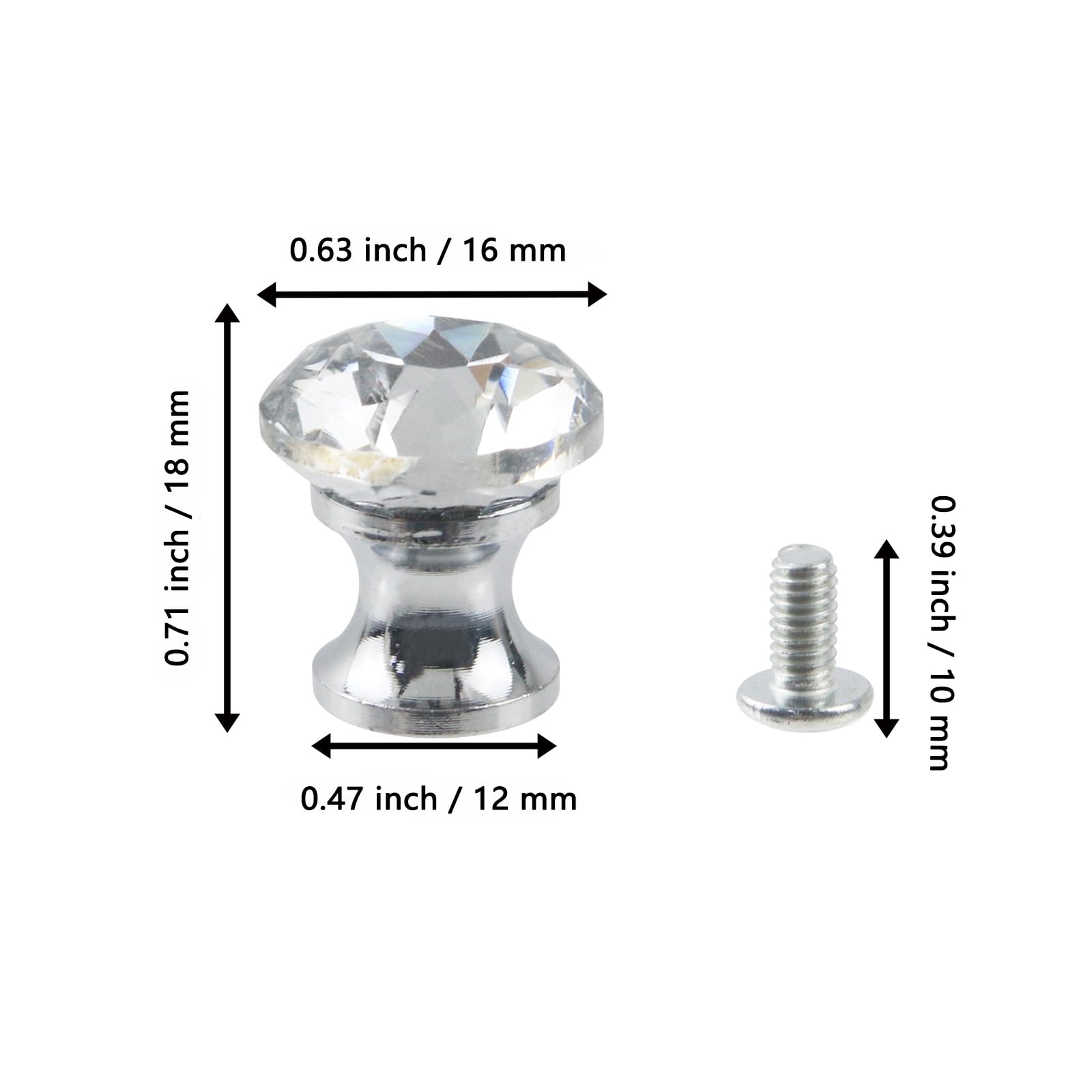 Mini Bouton De Boîte à Bijoux En Cristal 1/2 Po. De Diamètre Petits