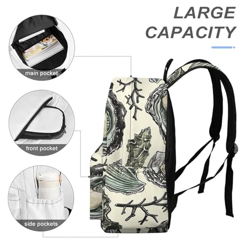 Oysters And Shells Printed Backpack Water-Resistant Pack Stylish Bag Lightweight Travel Backpack4