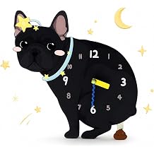 Pooping Dog Clock Pendulum Wall Clock Funny, Silent Non Ticking Wooden Novelty Decor with Swinging Pendulum, Cute Dog Lover Gift for Bathroom Kitchen Living Room Office Home Style 1