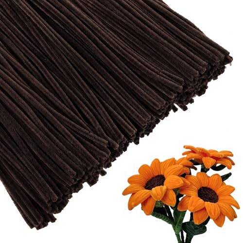 Image of Pipe Cleaner for Craft - 100PCS, Chenille Stems, Fuzzy Sticks for Flower Making (Coffee)
