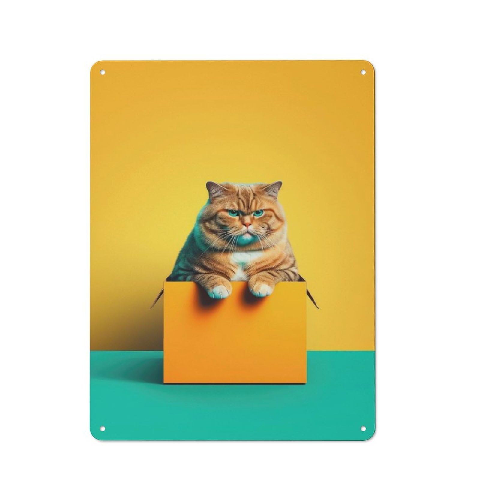 Curiosity in A Box Retro Tin Wall Plaque 40x30cm for Home Office Or Studio, for Cooler-month Interiors with Retro Character
