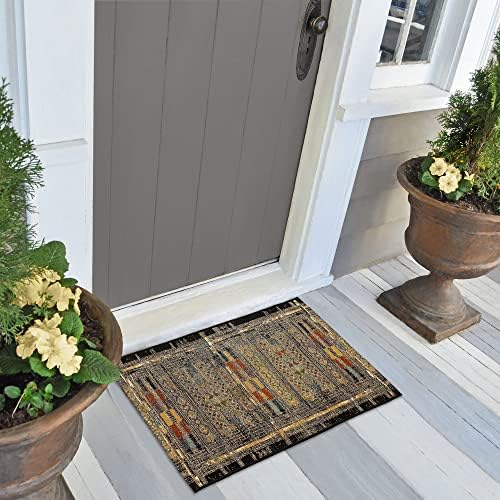 Liora Manne Esencia Machine Washable Non-Slip Low Profile Indoor/Outdoor Mat-Traditional, Southwestern, Stripe, Global, Tribal Stripe Black 2' x 2'10"