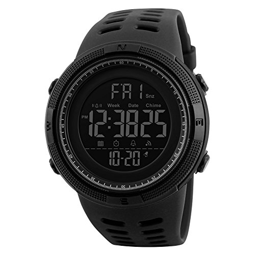 Los hombres de cuarzo reloj de pulsera con alarma Cronómetro Digital Reloj Deportivo Dual tiempo zona cuenta atrás el luz de fondo Calendario Fecha relojes