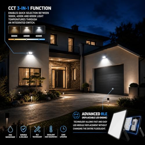 V-TAC Projecteur LED d'extérieur 50 W - [Puce Samsung + technologie RLE + coque innovante en polycarbonate] - Haute luminosité : 5000 lumens - IP65 - Projecteur LED pour maison, garage, entrepôt – vue 3
