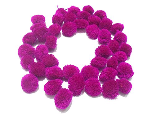 Goelx Pom Pom Balls for Crafts, Decorations, Jewellery Making, Accessories, Bags - Pack Of 50 - Magenta