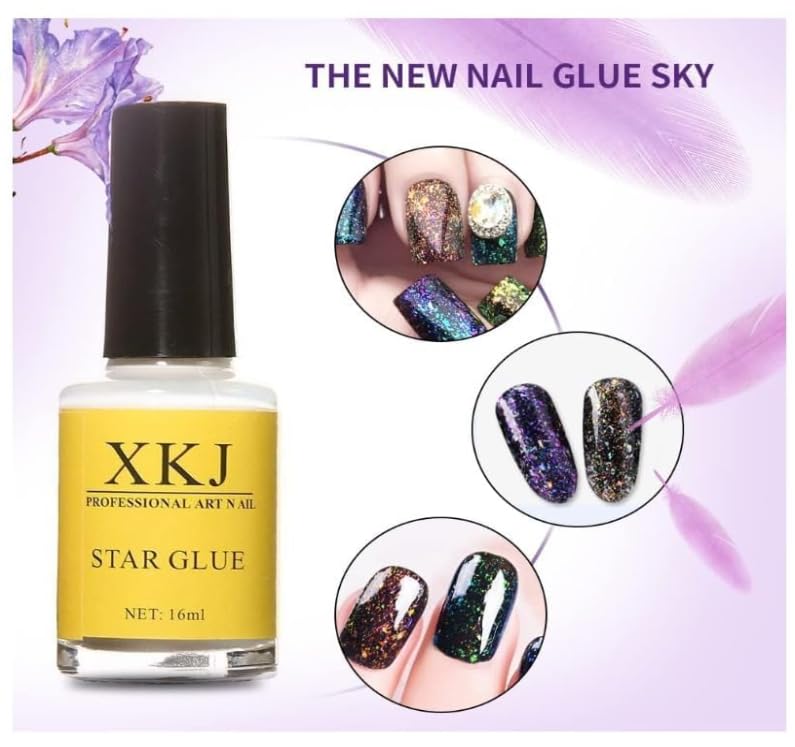 Star Glue,Nail Art Glue, for Foil Sticker Nail Transfer Tips Decorations Adhesive White 16 ML/Bottles 3