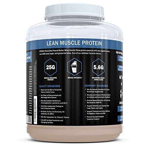PROMIX Standard 100 Percent All Natural Grass Fed & Undenatured - Best for Optimum Fitness Nutrition Shakes & Energy Smoothie Bowls: Chocolate Peanut Butter 1 lb Bulk- Look Better Naked Whey