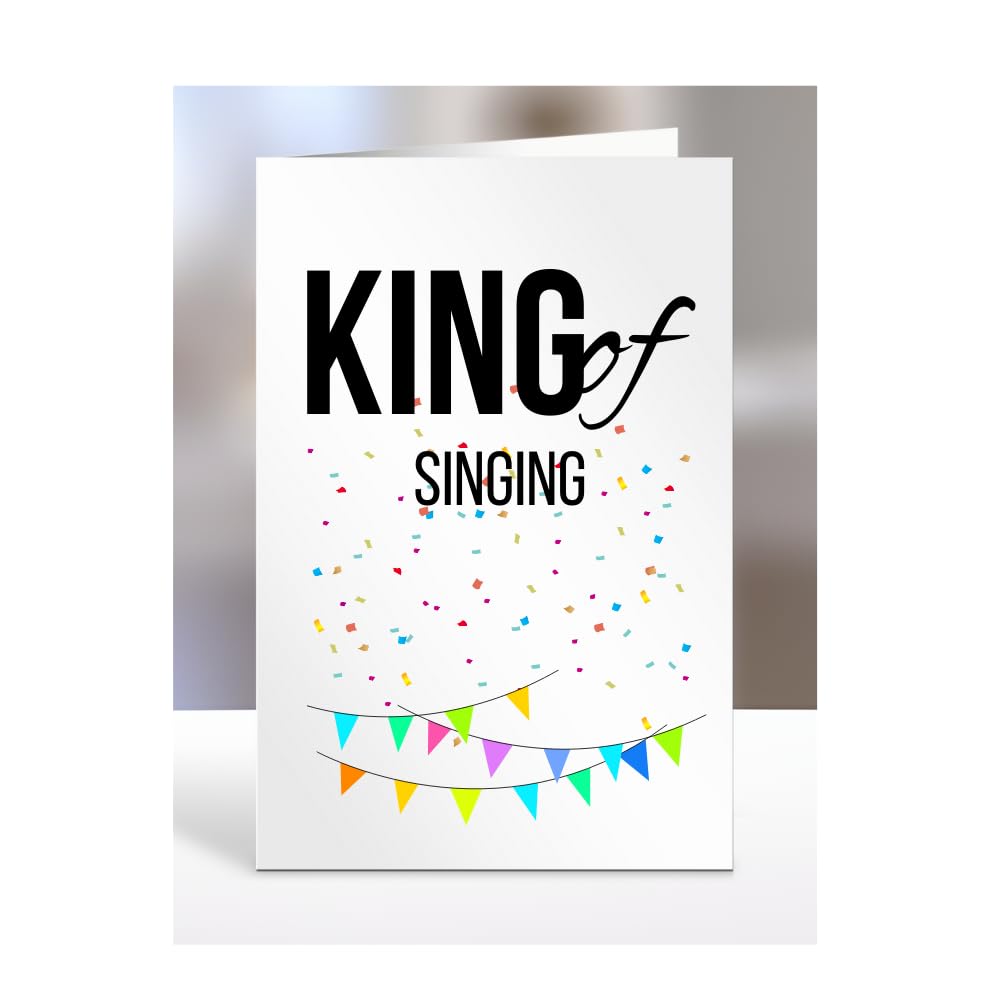 Funny, Joke, Card for Someone loves Singing, Birthday Gifts For Men, Male, Him, Man, Work, Colleagues, Presents for Christmas, King of, A5-240_237 — image 1