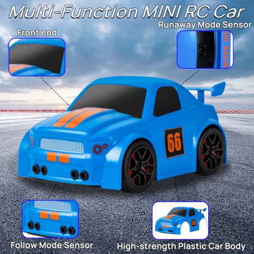 CHEELBORSI 1/43 Mini RC Car, Cartoon Remote Control Car with Follow and Escape Mode, 2.4GHz Fun RC Stunt Cars with Music Gifts Toys — view 5