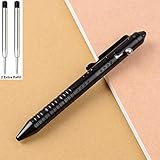 Sukcruny Solid Aluminum Alloy Bolt Action Pen Signature Pen Ballpoint Pen,(0.5mm) Medium Line, Black Ink/Gift Box, with 2 Ink Refill, Gift for Office, Business (Black)