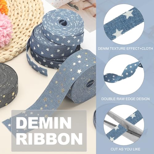 Ruban en jean pour customisation vêtements et décorations fait main bleu