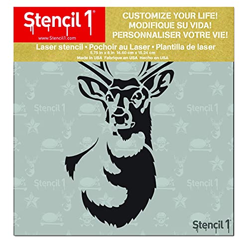 Stencil1 Antlered Deer Stencil - Lightweight Reusable Mylar Template Stencil Great For Winter Holidays & Christmas Home Decoration - 6"X6" #TOP2