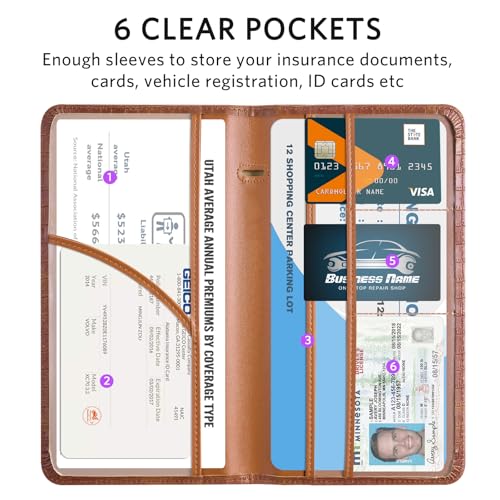 Image of CoBak Car Registration and Insurance Holder | Vehicle Glove Box Organizer, Auto Truck Compartment Document Case with Magnetic Closure for Insurance & Driver License