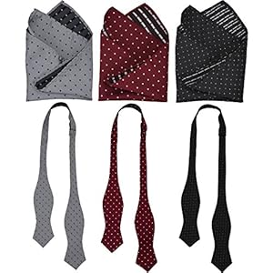 Herren Smoking Fliege Einstecktuch Set von 3, Self Tie Fliege mit Taschentuch für formelle oder Hochzeitsfeier M-S-B1