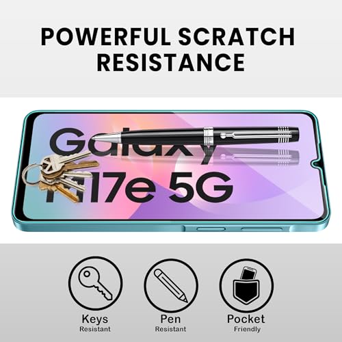 Image of ArmourPro Military-Grade Tempered Glass for Samsung Galaxy M17e, Galaxy F70e - 9H Anti Scratch, Edge-to-Edge Coverage, HD Clarity, Smooth Touch, Case Friendly, Easy Installation Kit with Cable Protector
