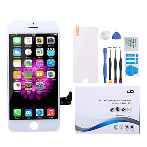 for iPhone 8 Screen Replacement 4.7 inch White LCD Display 3D Touch Screen Digitizer Frame Assembly Full Set with Premium Glass Screen Protector and Free Repair Tool Kits for iPhone 8 Lcd Screen White