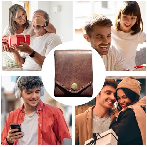 Bifold Wallet - PU Leather Wallet for Men | Handmade Slim Minimalist Wallet with Built-In Pen Slot | Compact Bifold Card Holder Wallet | Portable Cash Carrier Thin Badge Holder Wallet for Travel3