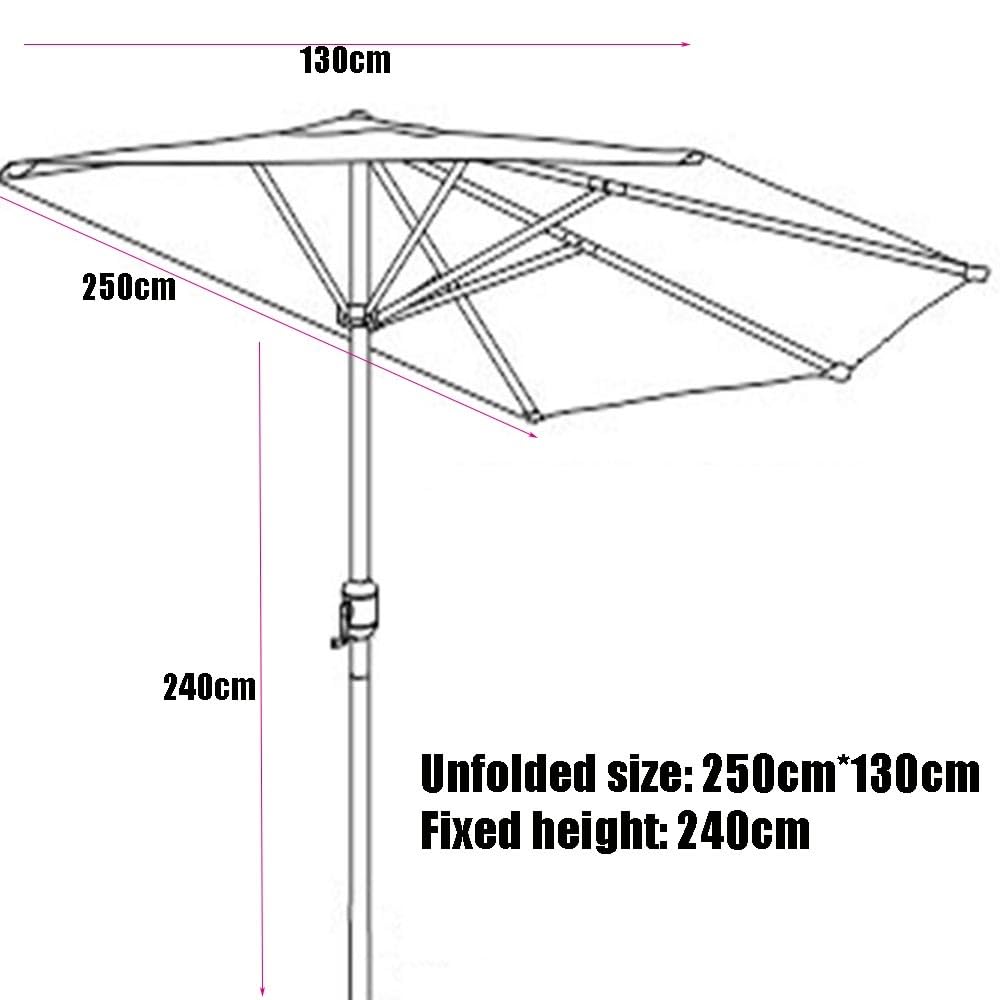 Piccolo ombrellone da esterno per balcone, semi-rettangolare, a parete, ventilato con manovella (nero)