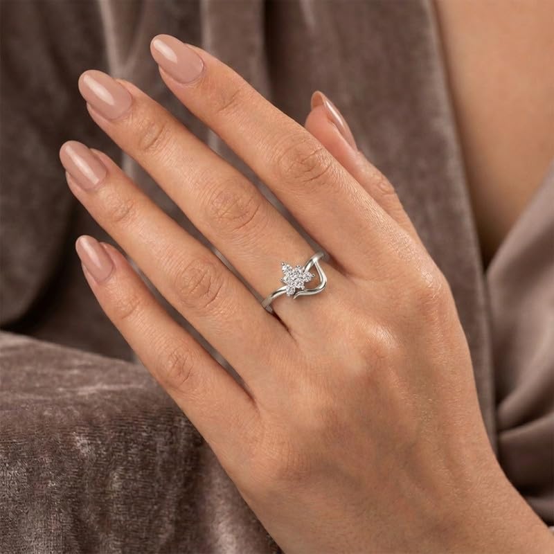Image of DISHIS 18k(750) /14K(585) White Gold Diamond Ring for Women