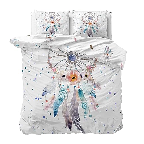 Linfye Housse de Couette 220x240 cm Plume Attrape-RêVes Parure Housse Couette 2 Personnes en...