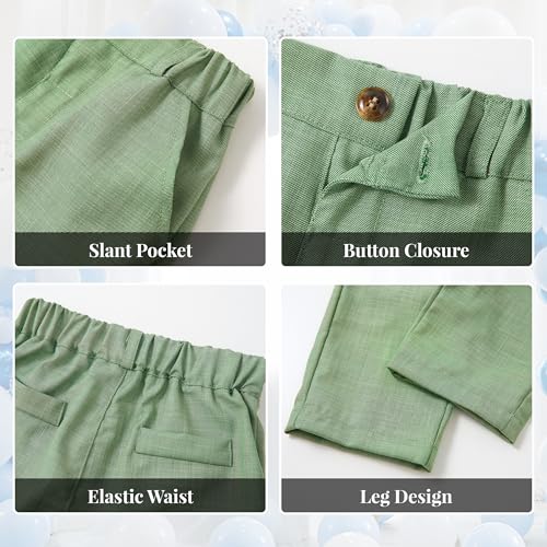 Image of Volunboy Baby Boys Formal Wedding Ring Bearer Outfits Toddler Gentleman Bowtie Vest Guest Suits Dress Shirt Pants Set