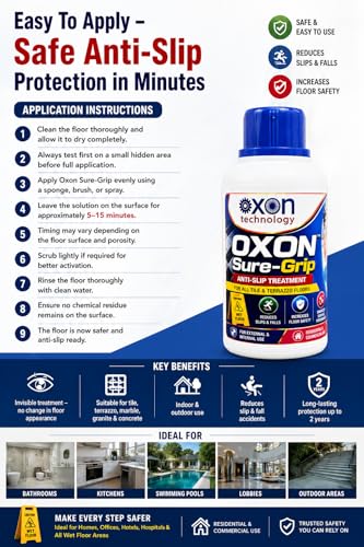 Image of Anti-Slip Floor Treatment for Bathroom Tiles, Ceramic & Stone Floors - Non-Slip Treatment for Wet Surfaces, Swimming Pools - Safe for Kids & Elderly - 50 sq.ft Coverage