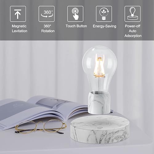 Miniatura 5 de UVEHAS Bombilla de luz de levitación magnética, lámpara LED flotante con control táctil, luz nocturna de levitación giratoria, regalos creativos,