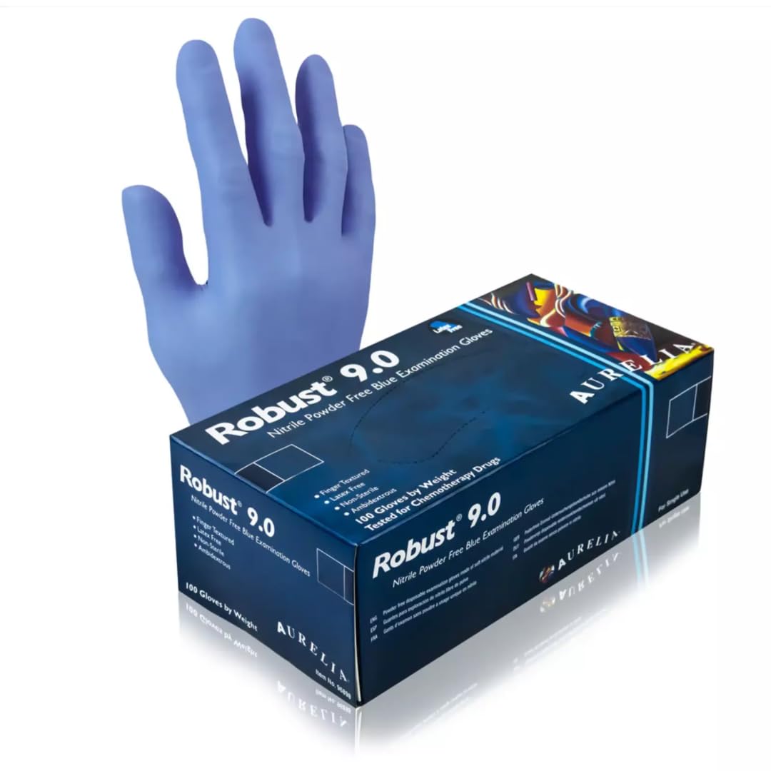 Apex Business Supplies 100 Large Heavy Duty Nitrile Gloves Powder Free & Latex Free | Non-sterile Nitrile Glove Ambidextrous | Heavy Duty Gloves Ideal For Medical, Industrial, Food, Tattoo