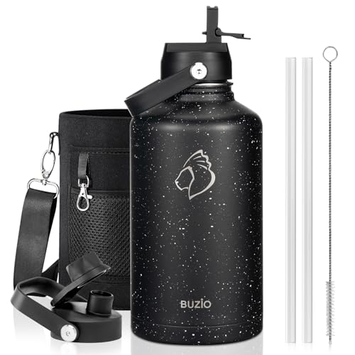 Image of BUZIO 64 oz Insulated Stainless Steel Water Bottle with Dust-proof Lids