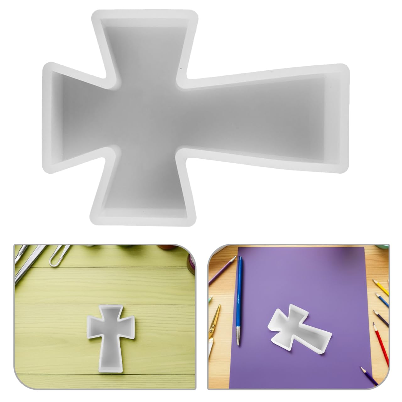 NUOBESTY Molde de silicona con forma de cruz, para hacer velas, molde de silicona, moldes de resina epoxi, molde para velas, molde epoxi, gel de sílice, color blanco
