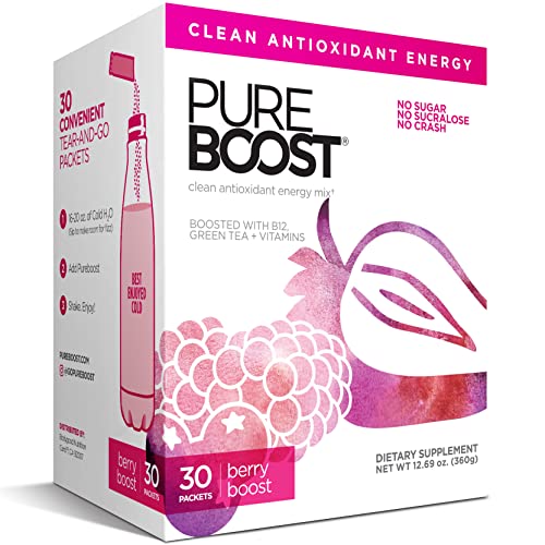Pureboost Clean Energy Drink Mix + Immune System Support. Sugar-Free Energy With B12, Multivitamins, Antioxidants, Electrolytes (Berry Boost, 30 Count) #TOP19