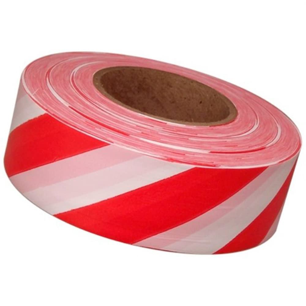 Flagging Tape Red/White Striped 1 3/16 inch x 300 Foot Long roll