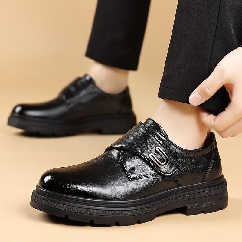 Luxury Slip On Dress Shoes Men Genuine Leather Italian Loafer for Men Black Formal Oxford Men Casual Shoes Heel Non Slip Anti-Slip Low Top Rubber Sole Working2