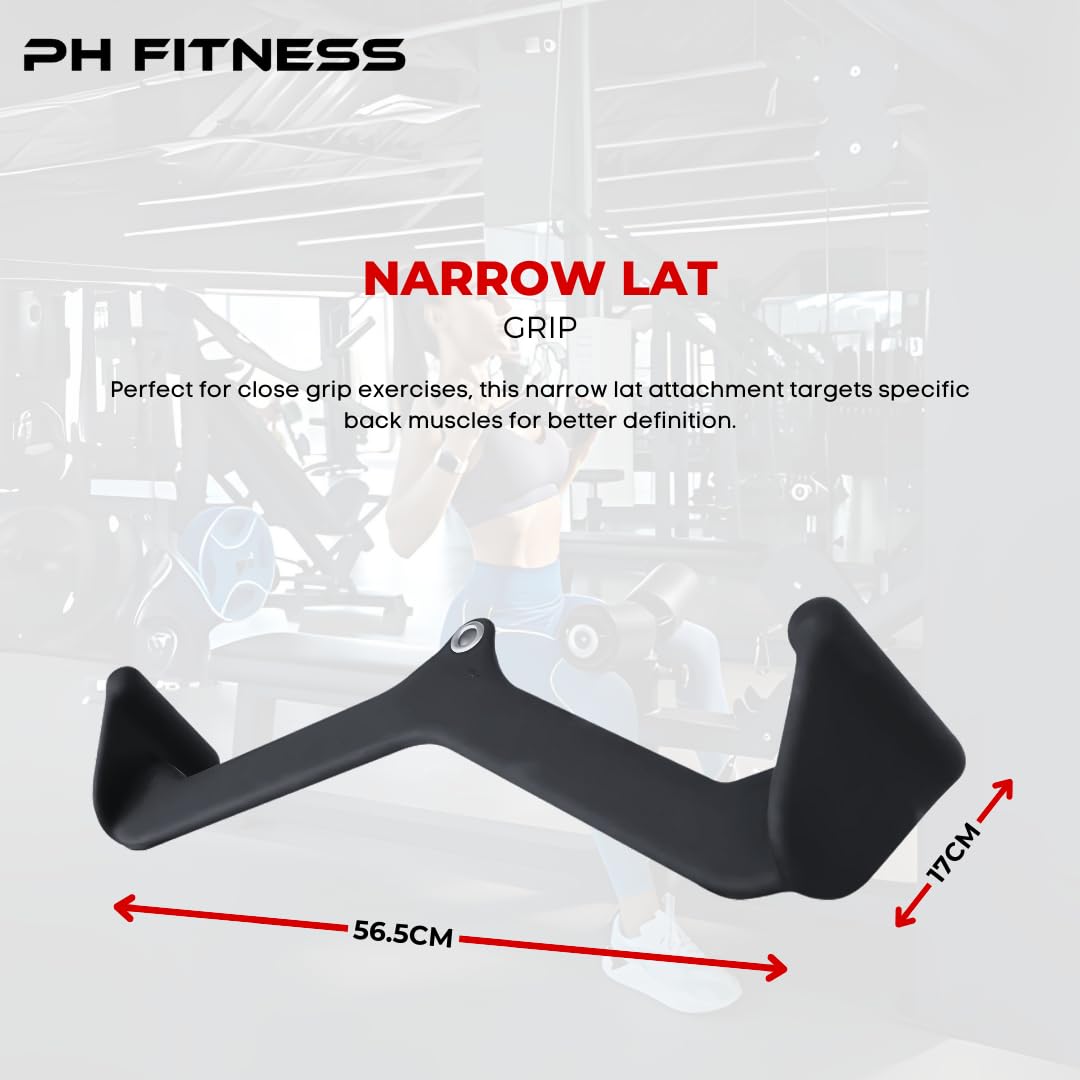 PH Fitness Zestaw Uchwytów do Wyciągu – 5 i 7 Akcesoria do Atlasu i Treningu Pleców – Drążek Lat Pulldown z Opcjonalnym Stojakiem – Gryf na Siłownię (Multigrip Set - 5)