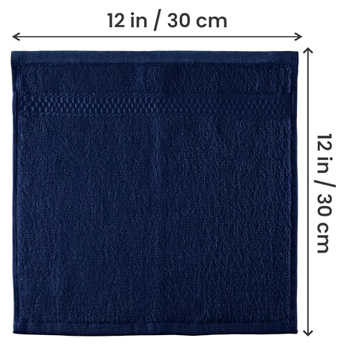 Image of Utopia Towels 12 Pack Premium Wash Cloths Set, 12 by 12 Inches, 100% Cotton Ring Spun, Highly Absorbent and Soft Feel Essential Washcloths for Bathroom, Spa, Gym, and Face, Navy Blue