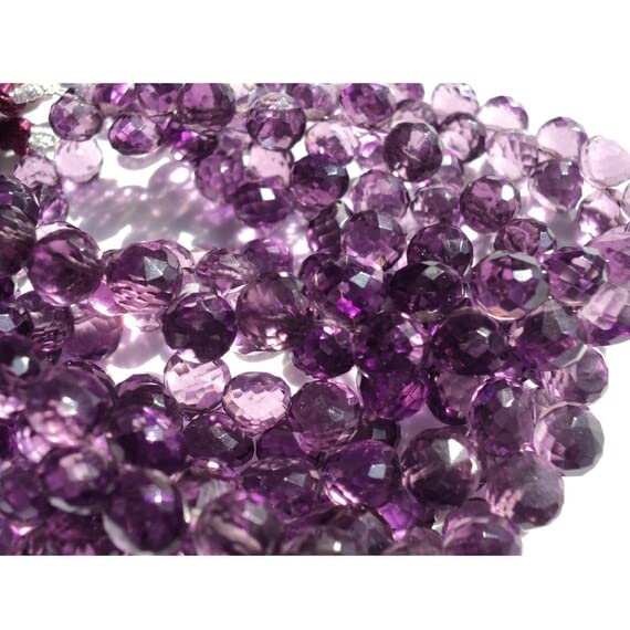 Quartz améthyste LKBEADS 7mm : briolettes oignon micro-facettées de qualité supérieure