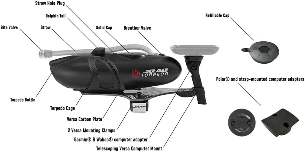 XLAB Torpedo Versa 500 Airflow Carbon Fiber Front Hydration System (Matte Black Cage)