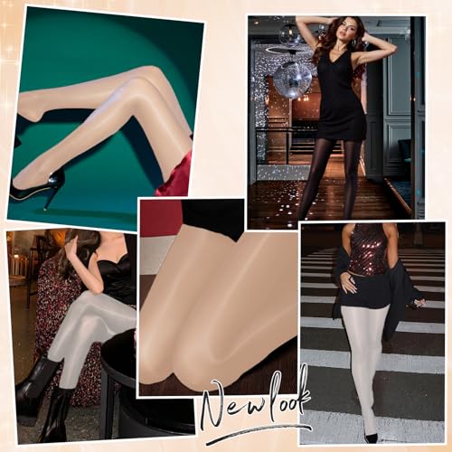 Image of Buauty Shimmer Tights for Women, Shiny Oil Pantyhose Stockings, Oil Bright Shaping Tight Ultra Shiny Sheer Tights High Waist