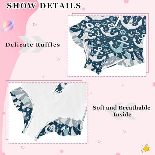 Girls One Piece Swimsuits Long Sleeve Swimsuit Zipper Bathing Suits Anchor Blue Ocean4