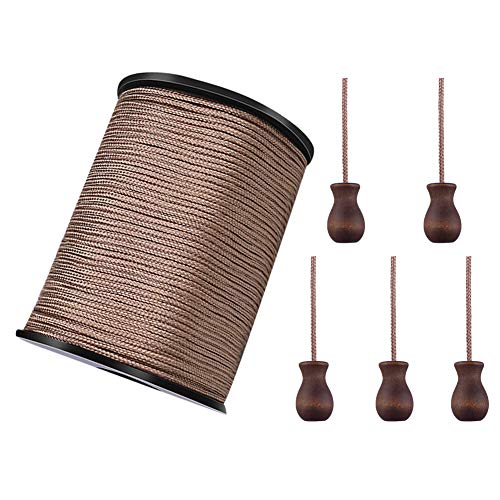 WXJ13 One Roll 50 Yards Brown Braided Nylon Lift Shade Cord with 5