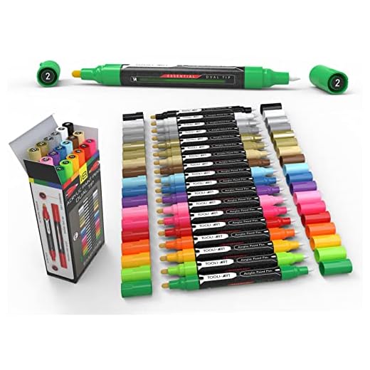 TOOLI-ART Juego de rotuladores de pintura acrílica, serie de colores esenciales para pintura de roca, lienzo, tazas, plástico, metal, pintura de vidrio, tela, madera, bricolaje. No tóxico, secado