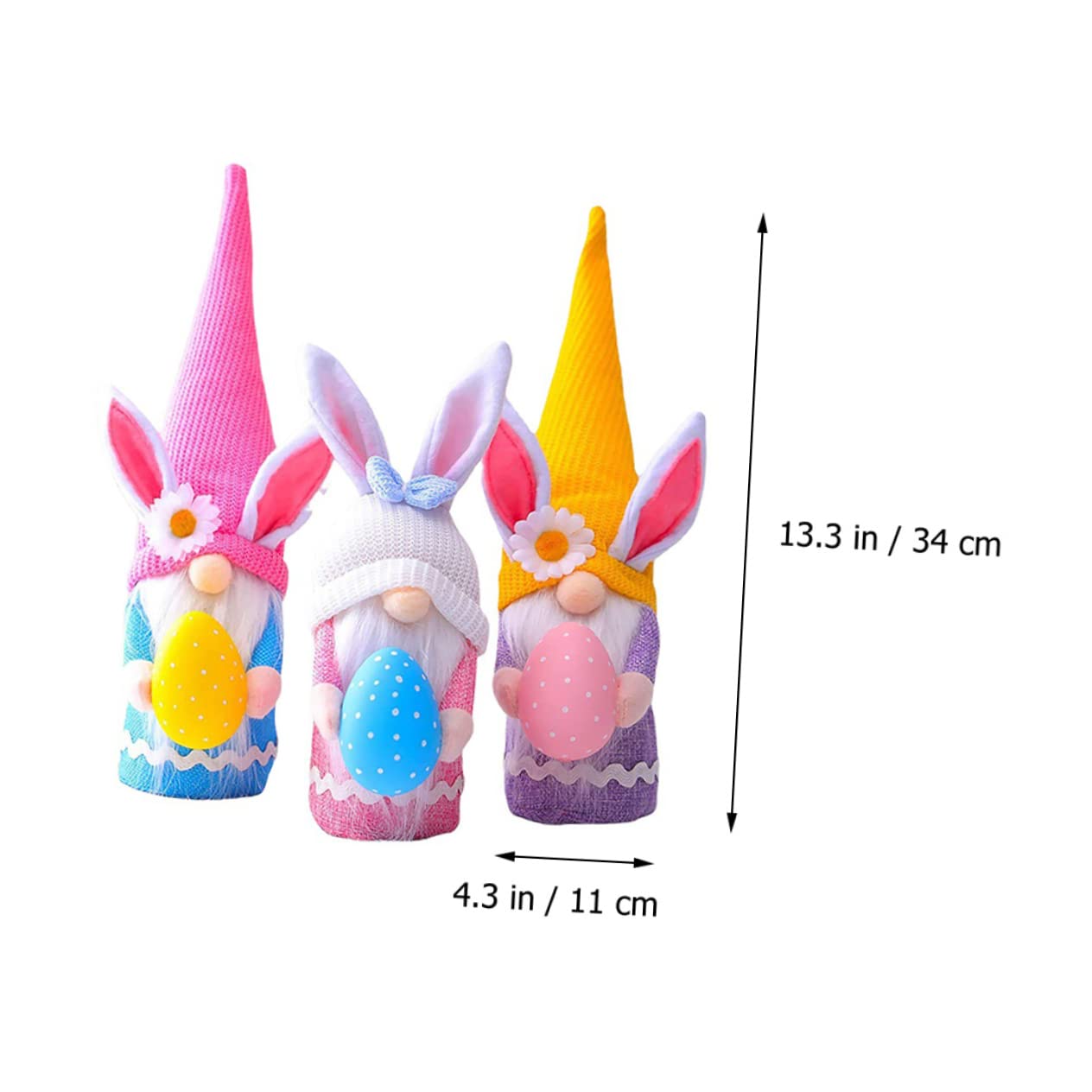 3pezzi Decorazioni Pasquali Coniglio Gnome Peluche Cappello e Cotone Pp per Decorazione Giardino e Patio, Delicate e Carine Bambole da Collezione