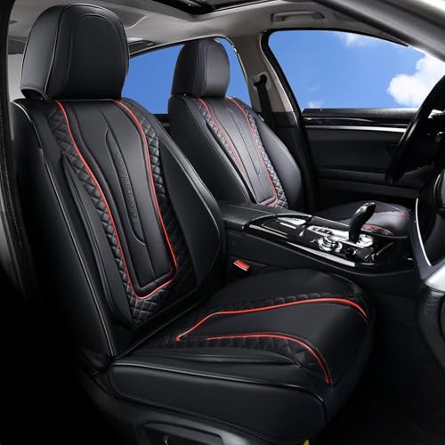 Image of Coverado Car Seat Covers, 2 Packs Front Seat Cover, Faux Leather Waterproof Seat Covers, Driver Seat Covers, Car Seat Protectors, Automotive Seat Covers Accessories Universal Fit Most Vehicles Black