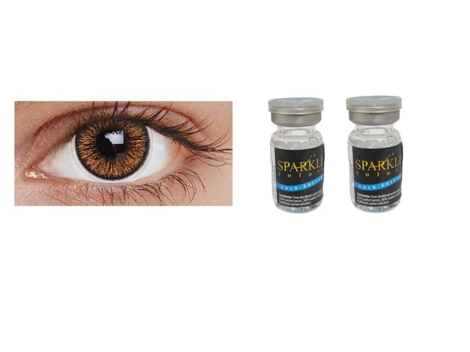 TWO TONE BROWN YEARLY COLOR CONTACT LENS WITH LENS CASE, 100ML SOLUTION AND LENS HOLDER (PACK OF 2 LENS)
