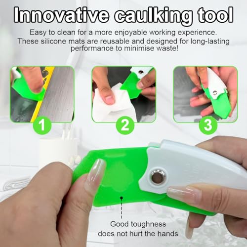 Image of Serplex 9-in-1 Caulking Tool Kit Reusable Grout Scraper & Sealant Finishing Tool Set for Bathroom Kitchen and Window Sealing, Multi-Angle Caulk Nozzle Remover with Compact Foldable Handle