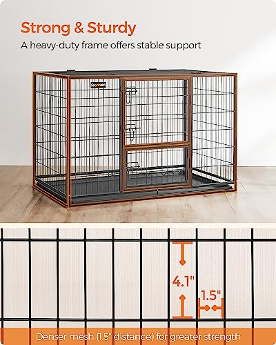 Feandrea-Heavy-Duty-Dog-Crate-Metal-Dog-Kennel-and-Cage-with-Removable-Tray-XXL-for-Large-Dogs-48-x-293-x-317-Inches-Black-UPPD003B01 - Cucciolini Doodles   Feandrea-Heavy-Duty-Dog-Crate-Metal-Dog-Kennel-and-Cage-with-Removable-Tray-XXL-for-Large-Dogs-48-x-293-x-317-Inches-Black-UPPD003B01
