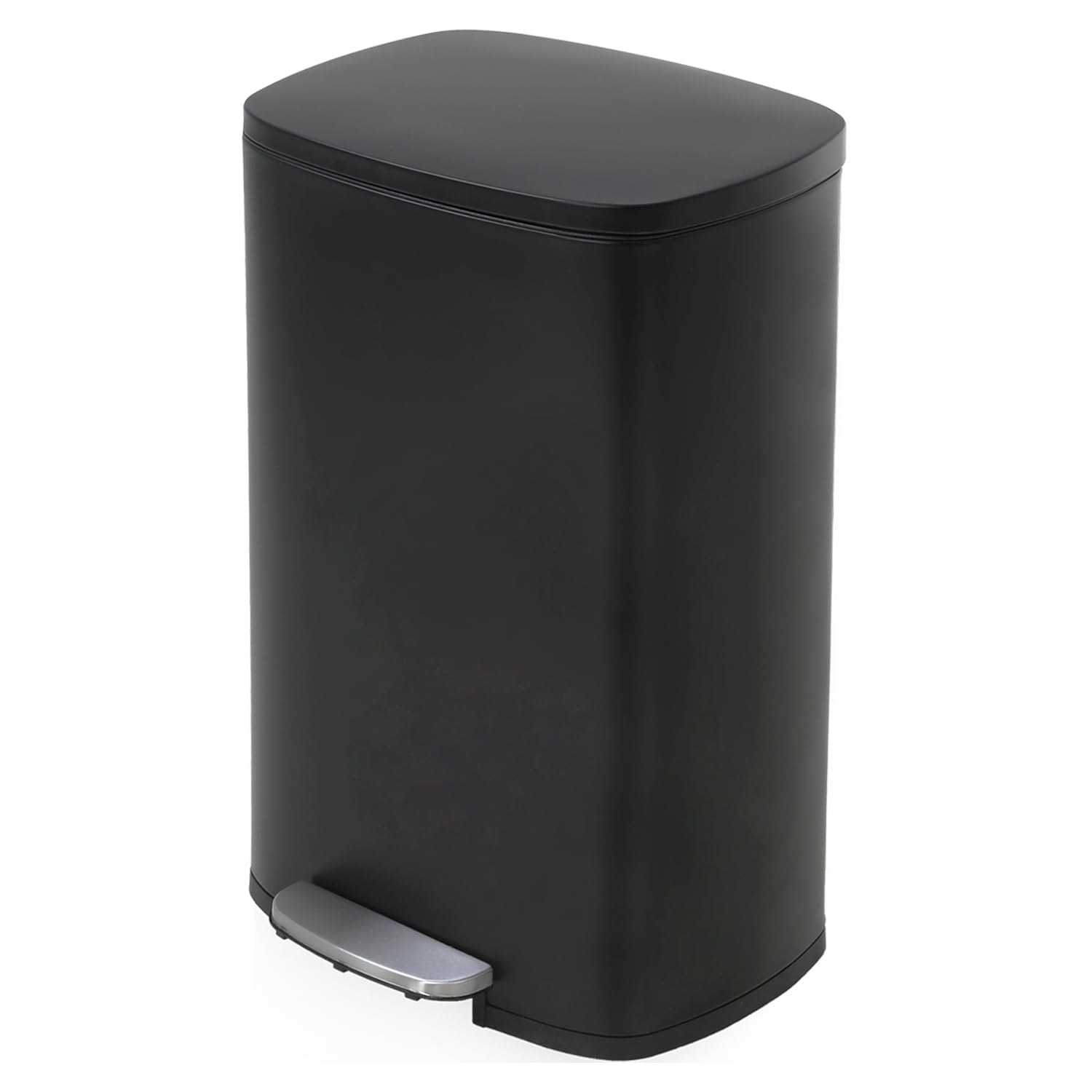 BestOffice 50 L Garbage Can Kitchen Trash Can with Lid for Office Bedroom Bathroom Step Trash Bin Fingerprint-Proof Brushed Stainless Steel,Red — image 1